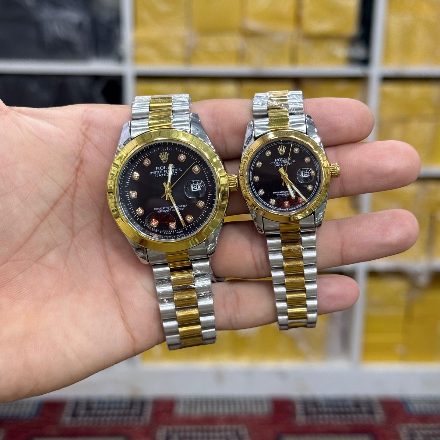Rolex Datejust watch, featuring a two-tone stainless steel and gold design with a BLACK (Copy)