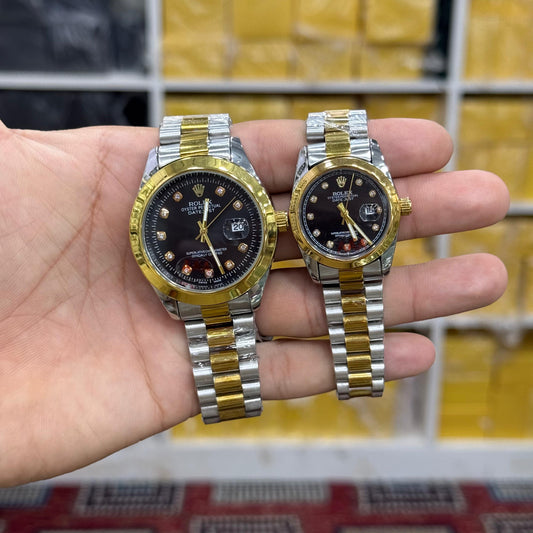 Rolex Datejust watch, featuring a two-tone stainless steel and gold design with a BLACK (Copy)