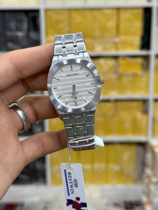 Bestwin men's stainless steel quartz watch.