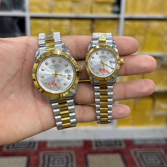 Rolex Datejust watch, featuring a two-tone stainless steel and WHITE design with a goLD (Copy)